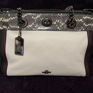 COACH Edie Turnlock Multi-Colored Pebble Leather Carryall